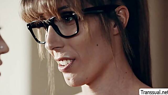 Busty shemale stepmom fucks the ass of her trans stepteen