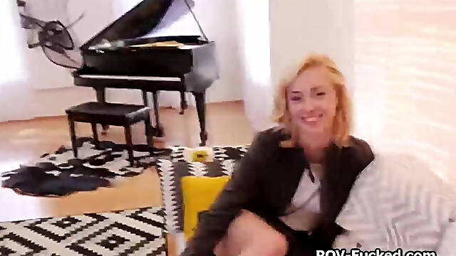Playful blonde amateur craves for dick on camera POV style