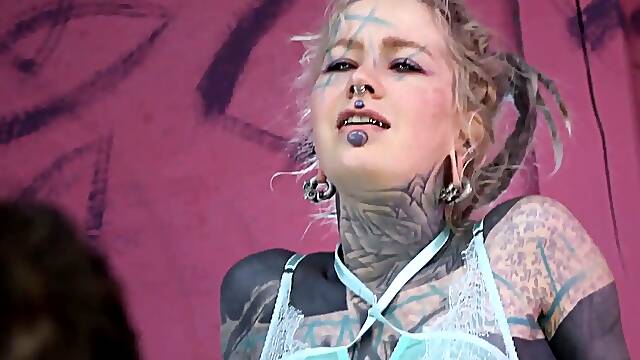 Behind the vignettes with heavily tattooed thin lady anuskatzz