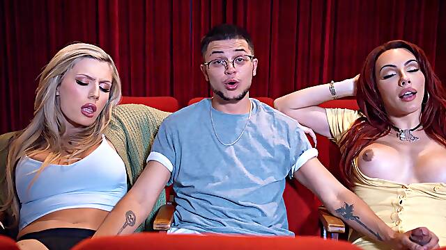 Two shemales fucked transgender guy