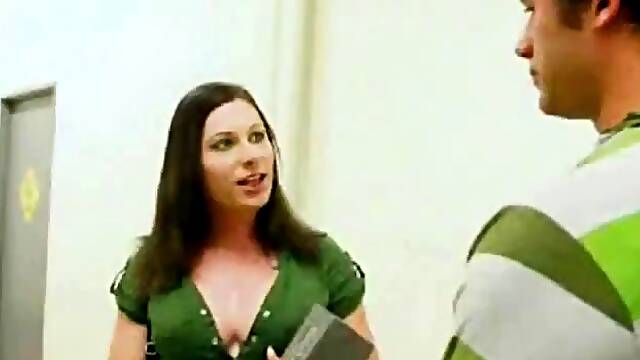 Busty brunette shemale seduced by a guy and sucked off