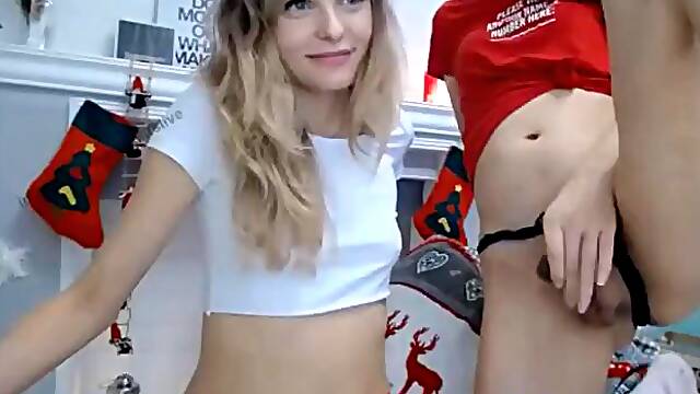 Breathtaking shemale receives a sensual blowjob from her teen girlfriend