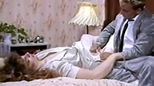 Beauty with white retro lingerie blowjob by her boy