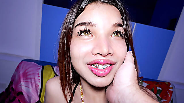 Young Thai femboy teen with bracers tight ass fucking in POV