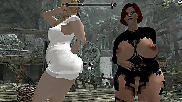Transgender Skyrim - Muiri with Monstrous Booty in Leather Spandex