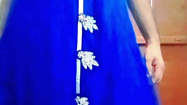 Indian Batty man Crossdresser Gaurisissy hard-core romp in Blue Lehanga