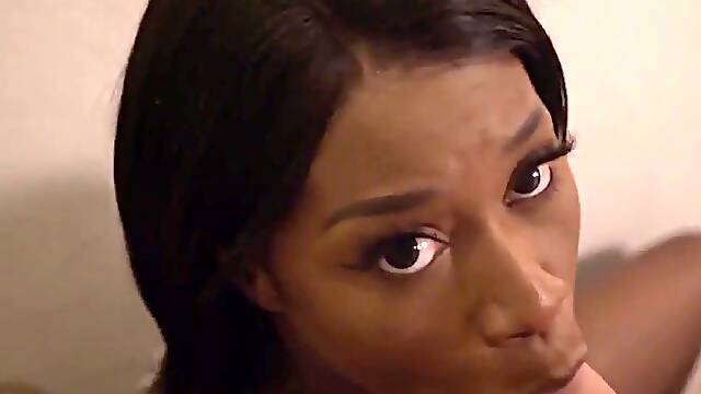Dark-hued TRANSSEXUAL queen plumbed On The Stairs By favourable Milky teenager