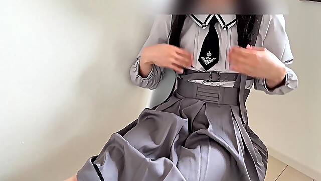 [Crossdressing] Asian onanism with a plenty of of climax in a ultra-cute uniform