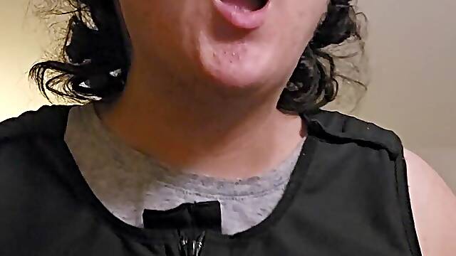 Trans Guy Self-Ball-Gagged w Socks & Platinum Duct Gauze