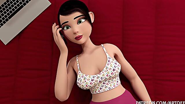 THREE DIMENSIONAL Hermaphroditism Toon - Deep Throat by Schoolgirl pummeled in culo and fuckbox