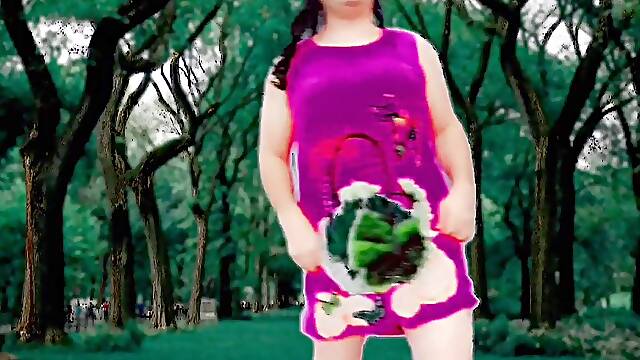 Lil spunk-pump transgender princess in the park jaw-dropping dance torrid public striptease cosplayer honey