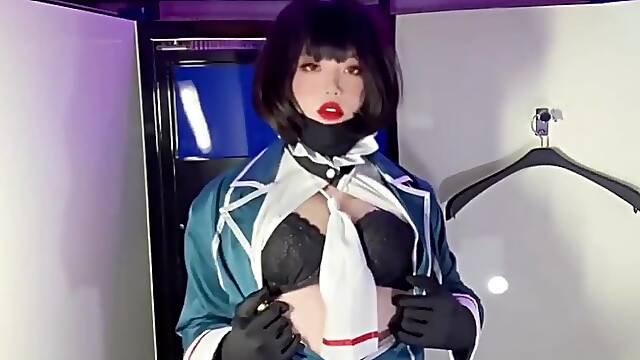 【Kancolle】Japanese femboy who cosplays as a assistant does ultra-kinky getting off