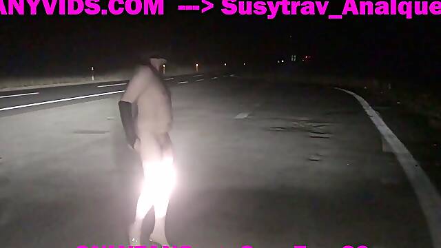 Total nude biotch on public street caught smashed spunk pee glazed mass ejaculation by naughty truckers