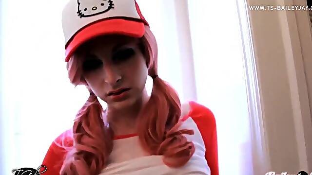 Mind-Blowing Teenie Trans Tugging Her Jizz-Shotgun Off in a Muddy Hotel