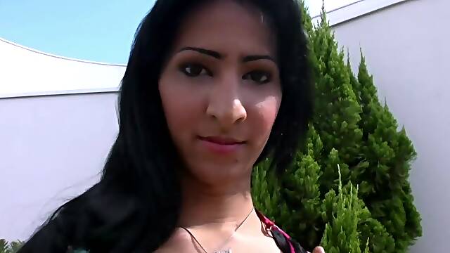 Black hair shemale fondles puffy nipples and huge thick cock