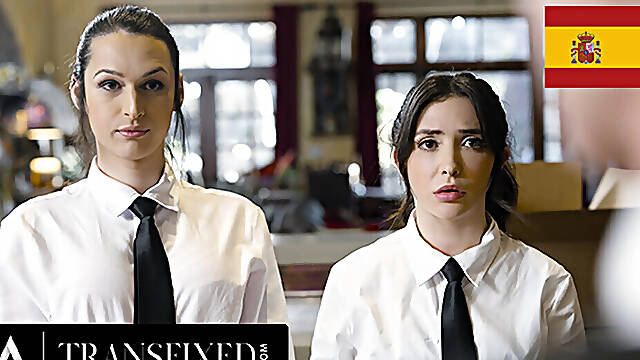 TRANSFIXED - Busty T-Chick Khloe Kay Fucks Bubble Butt Jane Wilde At Work! Spanish Subtitles
