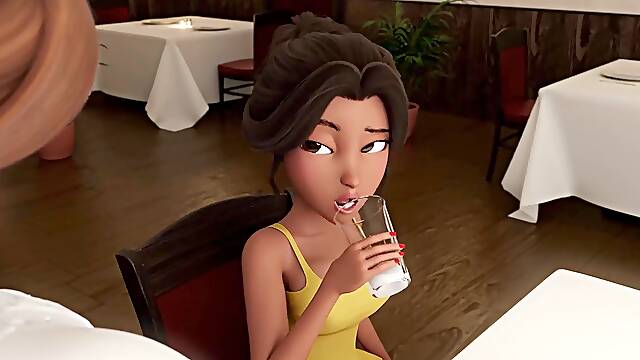 Nimation Shemale Takes Big Cock While Dining in 3D Style