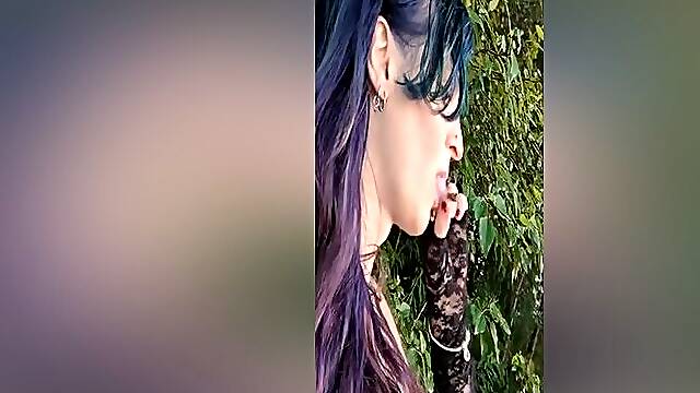 Trans Punk - Hot T4t Goth Punk Trans Woman Goes To The Park With A Big Glass Plug