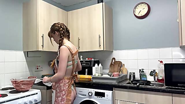 I am a cute baker only wearing apron