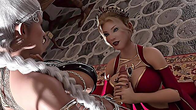3 Lesbo Beauties Sucking Tranny Hotty Giant Dong Foursome Pleasure