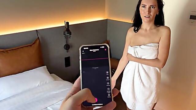 Stepmother shares couch with stepson in hotel