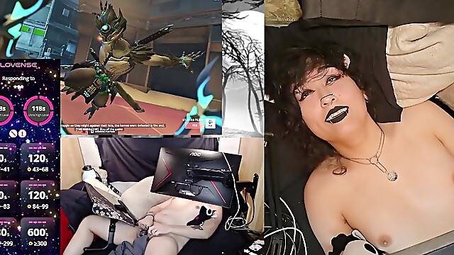 Cute Alt Catgirl Succubus Transgender whimpering and groaning whilst viewers vibe her live on stream during the time that trying to play overwatch