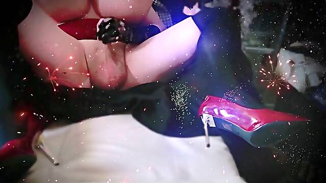 Jerk Off to Me Shoe Fondling Glitter Large Boobs Show Huge Tits Ever High Heels Silicone Breasts Cuckold Sissy Stiletto Heels Ball Stretching