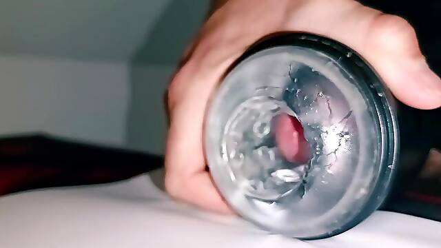 Fleslight ASMR and spunk flow close up