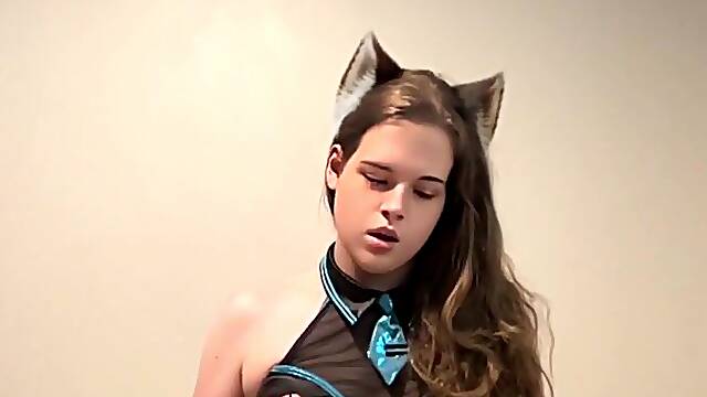 College femboy doxy gags and bounces loudly on knob - 10 20min