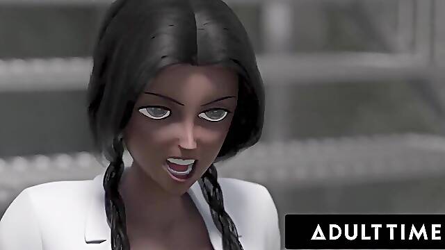 ADULT TIME - CUSTOMER SERVICE Large Titty Shemale Hentai Sex Junkie Gives Coworker GUSHING CREAMPIE After Being Fired