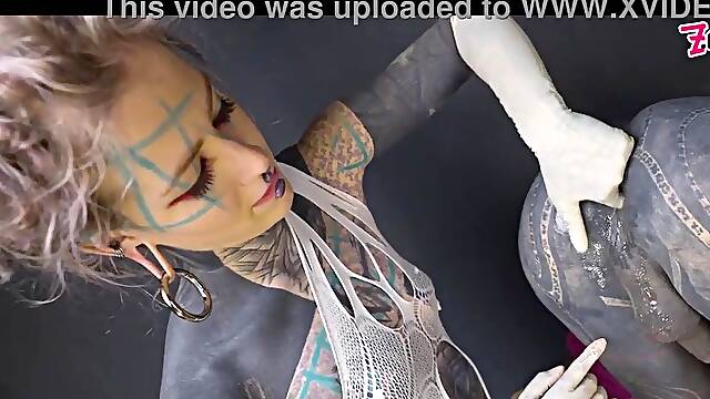 T-GIRL ANAL stretching by TATTOOED female-dom - BOOTY fisting FEMDOM pair (alt, emo, punk porn) ZF163