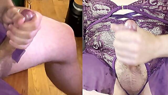Stud masturbating uncut wang, sleeve masturbation and biggest jizz flow sitting wearing open crotch underware