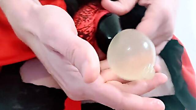 Erika Oak's Chastity Piddle Balloon With Jo-bag