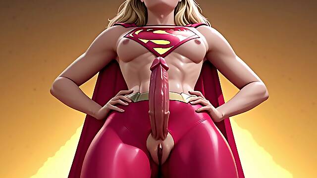 Futa Supergirl Kara Zor-El Masturbating Cumshots Selfsucking