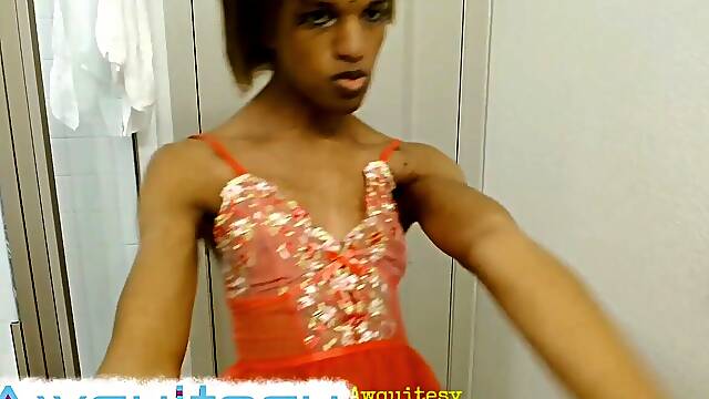 Marvelous Trans Sissy puts on fuck-rubber for 1st time-ish HD - Shorter Edition