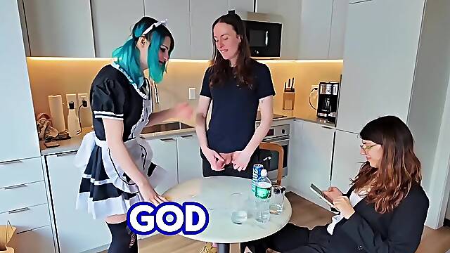 Sinless Maid gets a LARGE SURPRISE by LEWD SHEMALE boss when TRICKED into UNFATHOMABLE MOUTH ORAL-JOB (TS Emily Stone and Basedtransgirl)