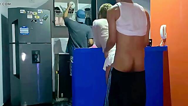 FEMBOY GETS BANGED BEHIND HER BOYFRIEND'S BACK IN THE KITCHEN