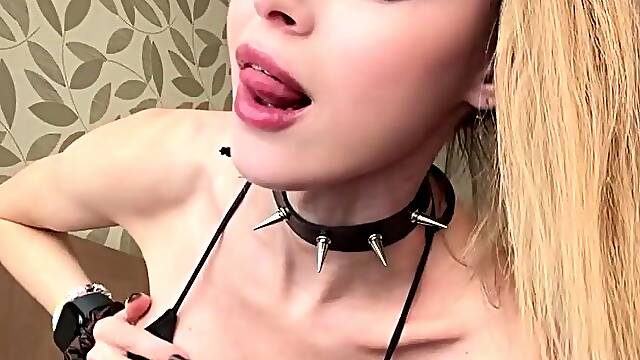 Shy transsexual in darksome outfit's getting attention in the room