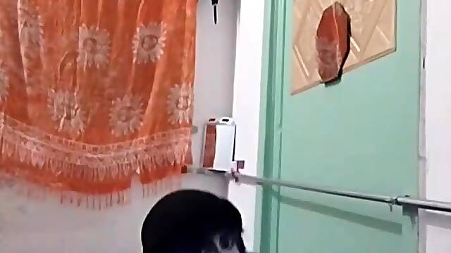 Cute slender Femboy doing exercises and Stretching