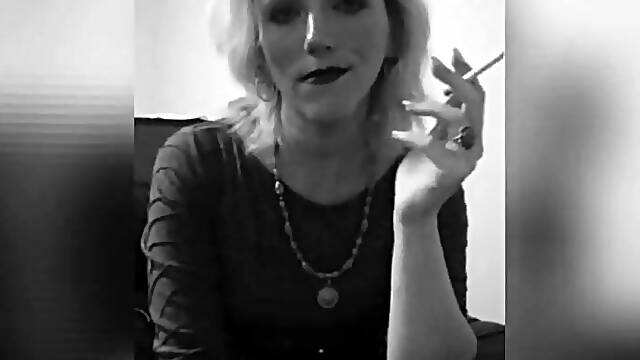 Smokin' a cigarette after work.