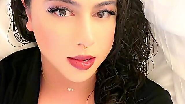 Youthful trans Latin chick femboy girlie