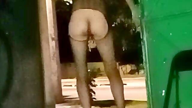 Exhibitionist transvestite goes out at night