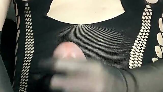 Hawt Transgirl with Large Wang & Jizz flow, Gloves & Glasses
