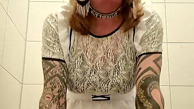 Sissy maid on sex toy
