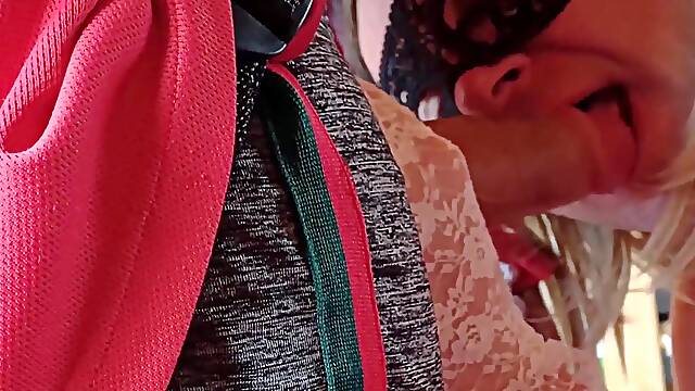 Sisi Femboy in a swimsuit with her large sexdoll doll dong