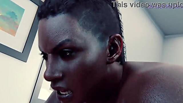 Casting Daybed - Breasty Beauty Banged Hard By Ebony Black Futanari ( CG Realistic Shemale hentai )