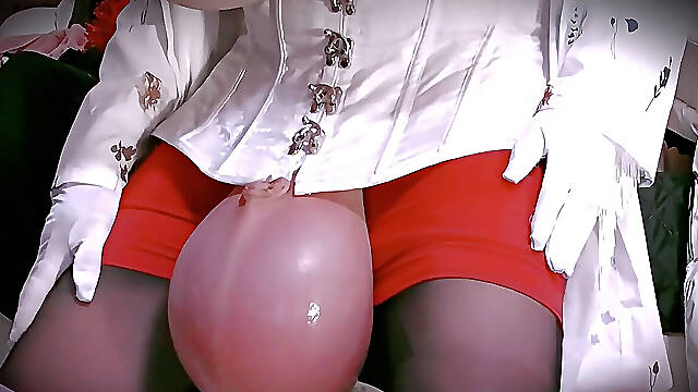Glistening Low Hangers Balls all day long ! Mini Skirt Sissy Cuckold red Skirt Saline Infusion immense BALLS - Come to my Fansly Page !