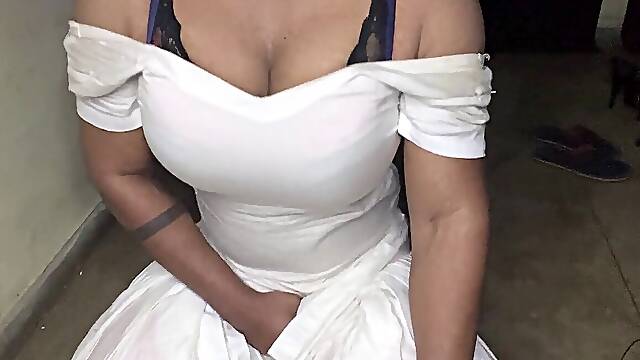 Humungous tits big brassiere-stuffers cross dresser off shoulder showing bra suitsalwar