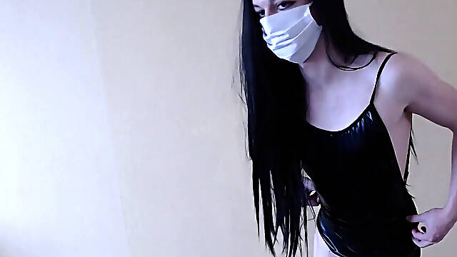 Sissy tries on black dress, taunts like a hoe and ejaculates from vibroorgasm