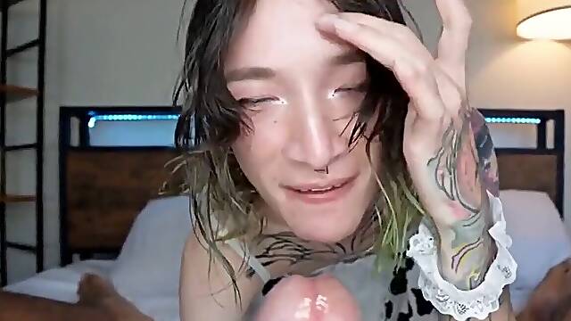 Hot inked TGirl Having fuck-a-thon With her black Lover POV